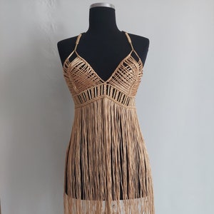 Bridesmaid Dress, Macrame Dress, Long Fringe Top, Boho Chic Beach Wedding, Festival Fashion, Burning Man