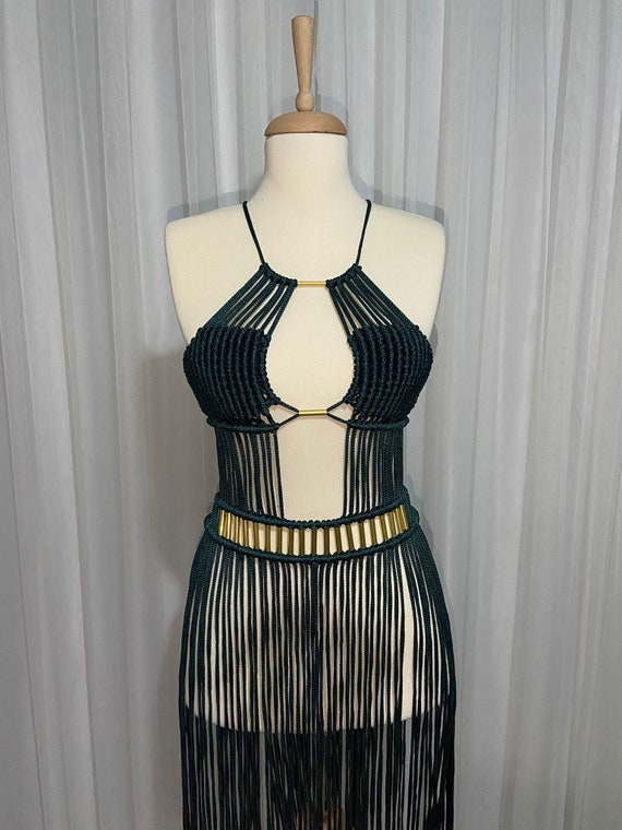 Bridesmaid Dress-graduation Gown-macrame Dress-long Fringe Top-boho  Chic-beach Wedding-festival Fashion-flag Day - Etsy