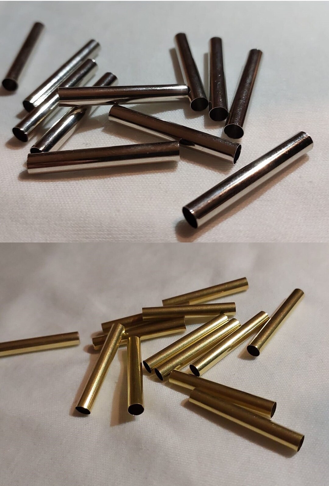 Metal Tube Bead, Metal Roll Bead, Gold Cylinder Bead, Silver Tube Beads