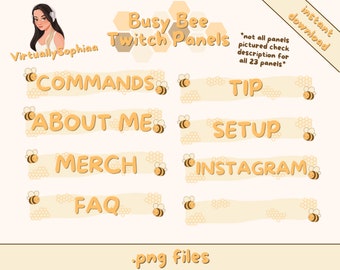 Busy Bee Theme Panels | Yellow Honey Bee Twitch Panels, Scenes, Overlays
