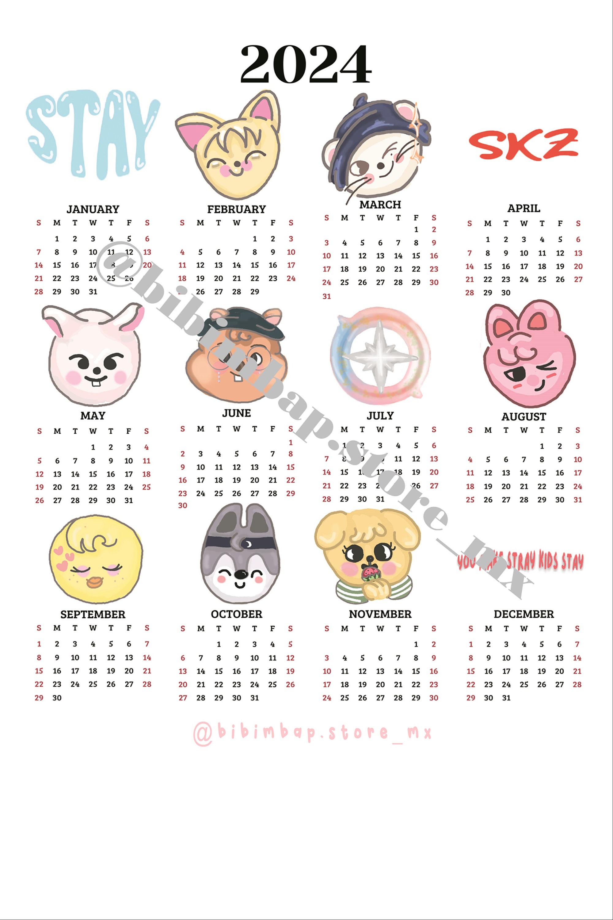 Kpop Calendars/ Cute Calendars/ Skz, Bts and Floral - Etsy