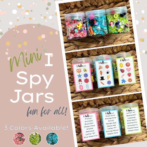 I Spy Jar MINI Toys For Cars  Travel Activities Search and Find Road Trip Busy Board Party Favor Gifts for Kids Sensory Toys