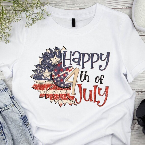 Happy 4th of July T-shirt Sunflower American Flag Tee - Etsy
