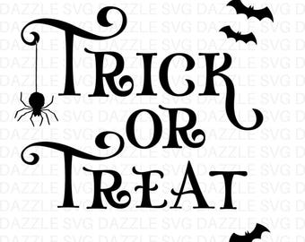 Trick or Treat SVG, Halloween Svg, Happy Halloween Svg, Halloween Shirt, Bats  Svg, Trick or Treat Bag Svg, Spider Svg
