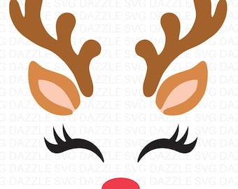 Rudolph svg, Christmas Reindeer svg, Rudolph Face Svg, Reindeer Face Clipart, Christmas Svg, Christmas Clipart, Rudolph Reindeer Cut Files,