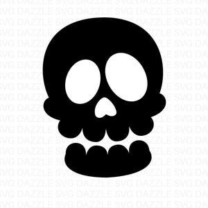 May include: A black skull illustration with prominent eye sockets and a grinning mouth. The image features the text "SVG & PNG" and "INSTANT DOWNLOAD" on an orange banner, suggesting a digital download of the design.