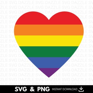 Rainbow Heart SVG PNG, Pride Heart Design, Rainbow Heart Clipart (Digital Download)