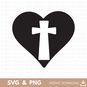 Kreuz SVG, Herz SVG, Herz mit Kreuz SVG, Herz und Kreuz SVG, Offenes Herz SVG, christliches Design, religiöses Design, digitaler Download