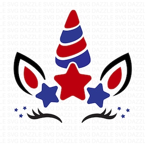 Unicorn Face Svg, 4th of July Unicorn Svg, USA Flag Svg, Patriotic Svg Shirt, Unircorn Svg, America Svg, Independence Day Svg, Cricut File