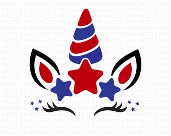 Unicorn SVG, PNG: Unicorn Clipart, 4th of July (Digital Download)