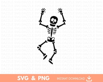 Esqueleto bailando SVG, divertido clipart de Halloween (descarga digital)
