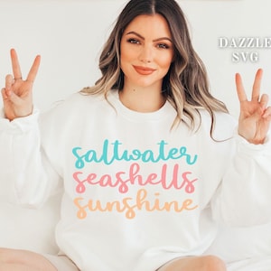Saltwater Seashells Sunshine Svg Png, Vacation Svg, Summer Design, Summer Svg, Hello Summer Svg, Beach Svg, Summer Shirt Svg, Cricut  File