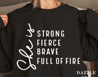 Woman Empowerment Quote SVG, Strong Fierce Brave (Digital Download)