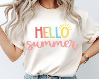 Hola verano SVG, archivo de corte para camiseta de playa (descarga digital)