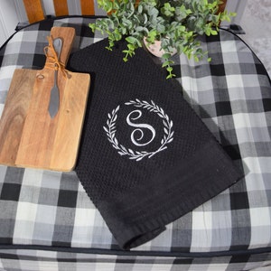 Monogram Embroidered Hand Towel: Personalized Cotton Kitchen Decor
