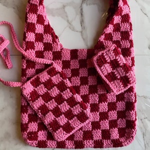 Crochet Checkerboard Handbag Y2K 90s Shoulder Bag Purse -  Israel