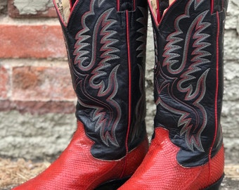 red snakeskin boots womens