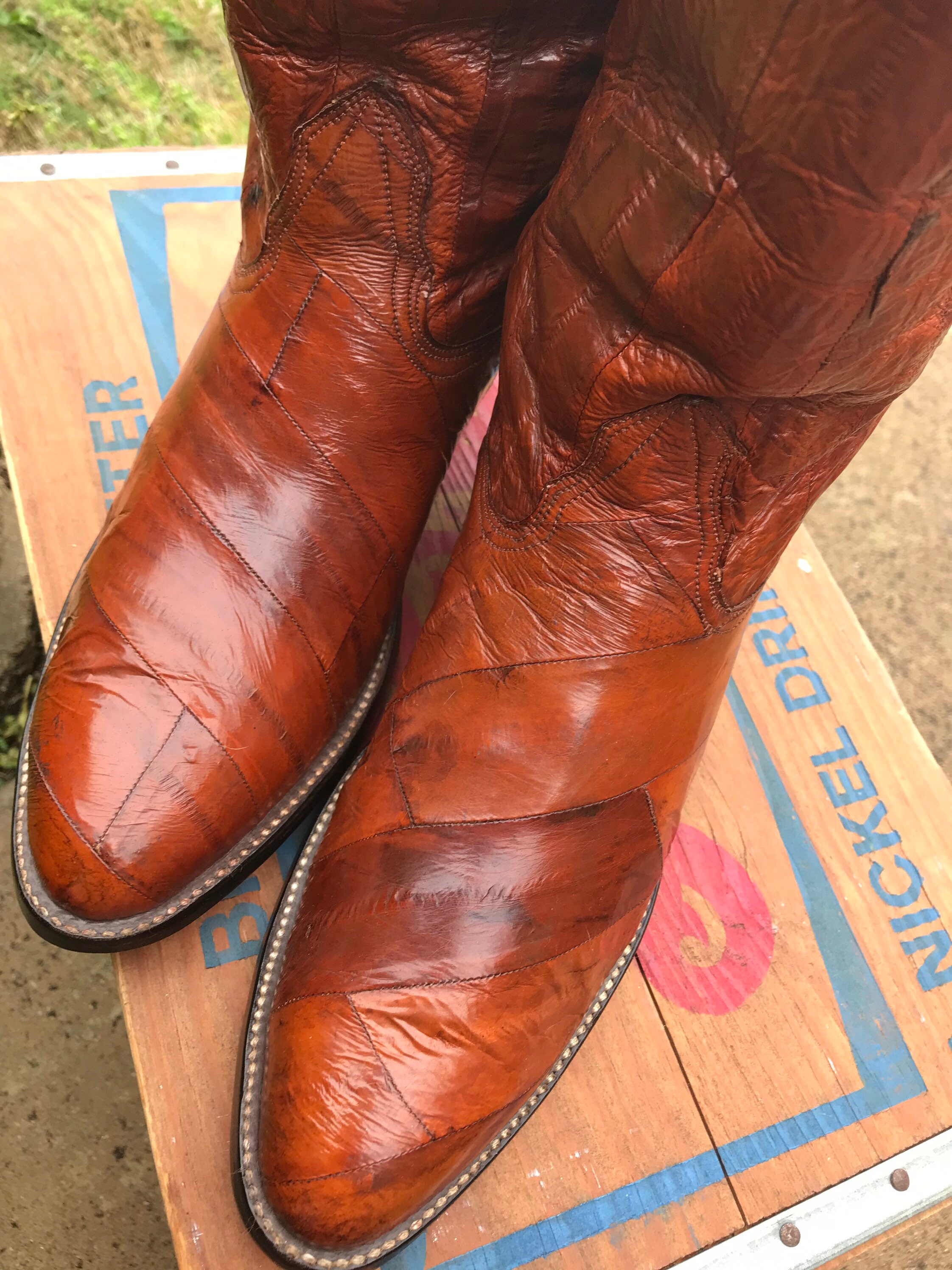 RARE Vintage 1970s Eel Skin Western Boots by Nocona Etsy