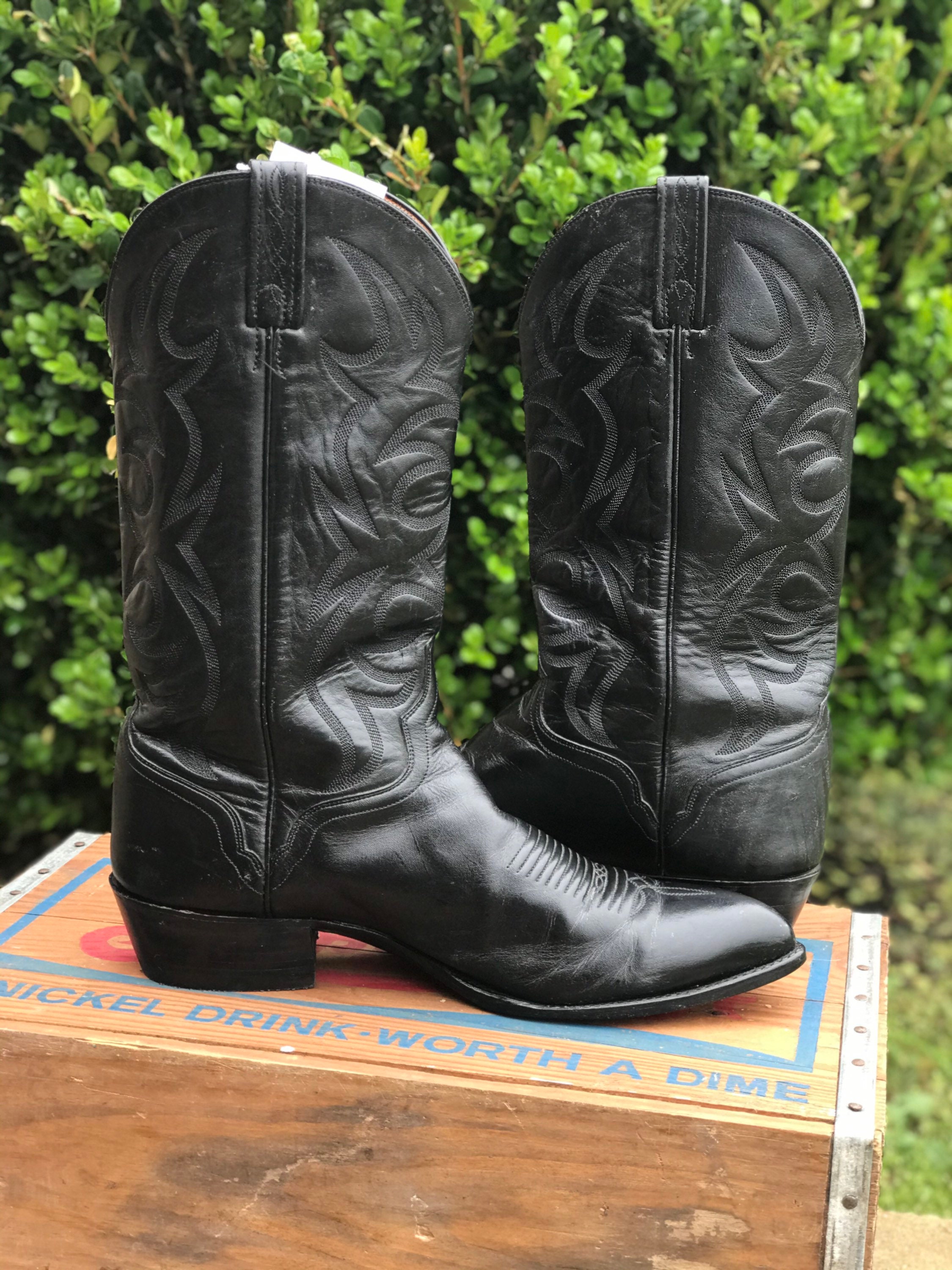 Black Kangaroo Skin Western Boots by El Dorado Etsy