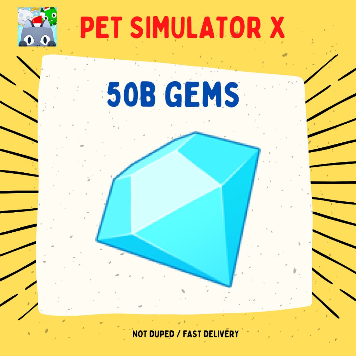 50B GEMS / DIAMONDS Pet Simulator X Clean/fast Delivery Etsy