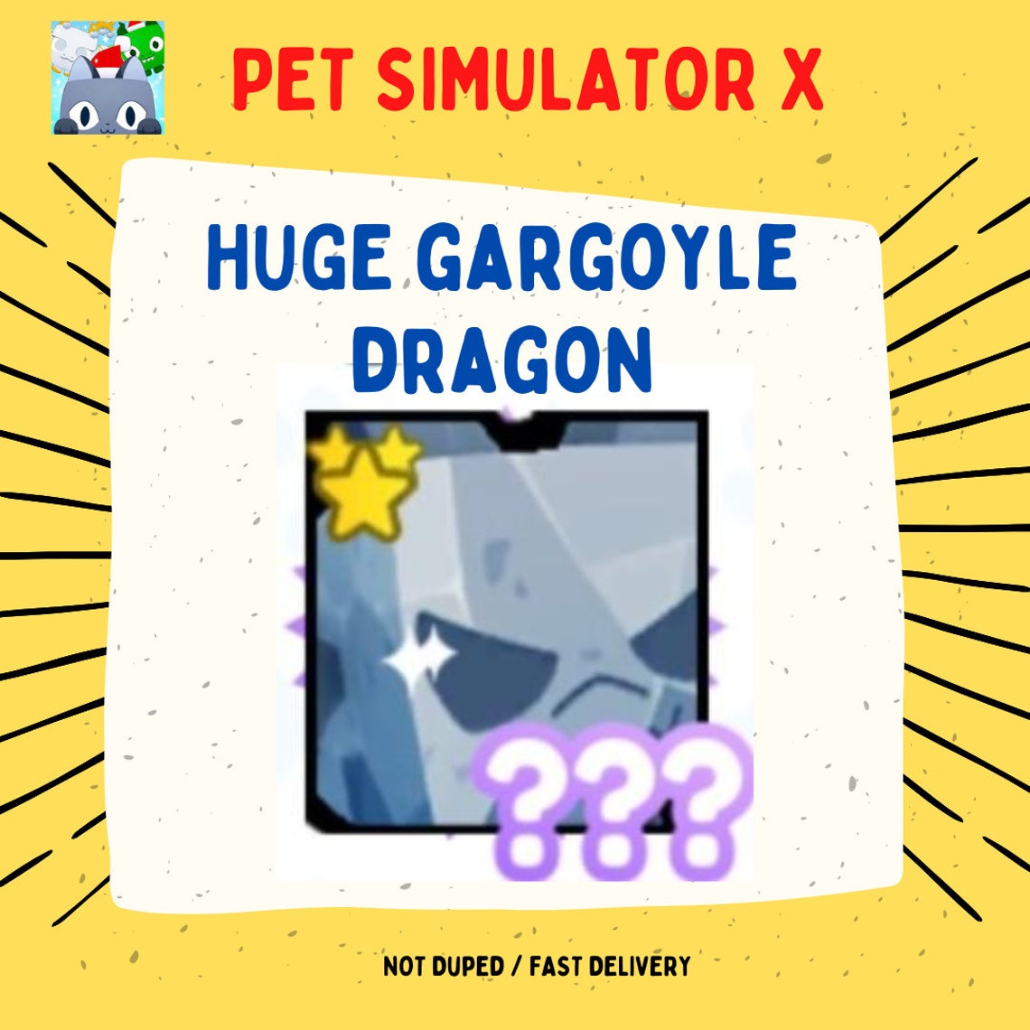 Huge Gargoyle Dragon Pet Simulator X Clean/fast Delivery Etsy