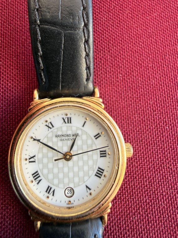 raymond weil gold dress watch Vintage Watch, Tone Swiss Watch, Guilloche Roman Numeral Dial ALLHOCONO
