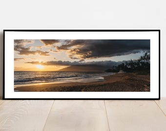 Maui Kihei Panoramic Photo Print, Photography, Maui, Hawaii, Landscape, Home Decor, Wall Decor, Boho, Minimalist (FRAMES NOT INCLUDED)