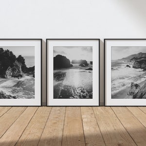 Serene Big Sur Photo Prints - Set of 3 for Calm Home Vibes, Minimalist Wall Decor (FRAMES NOT INCLUDED)