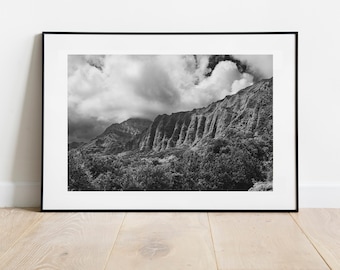 Oahu Photo Black and White Print 081, Photography, Oahu, Hawaii, Landscape, Home Decor, Wall Decor, Boho, Minimalist (FRAMES NOT INCLUDED)