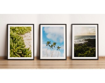 Oahu Photo Prints (Set of 3) 058, Photography, Home Decor, Wall Decor, Boho, Minimalist, Color Print, Hawaii, Beach (FRAMES NOT INCLUDED)