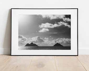 Oahu Photo Black and White Print 077, Photography, Oahu, Hawaii, Landscape, Home Decor, Wall Decor, Boho, Minimalist (FRAMES NOT INCLUDED)