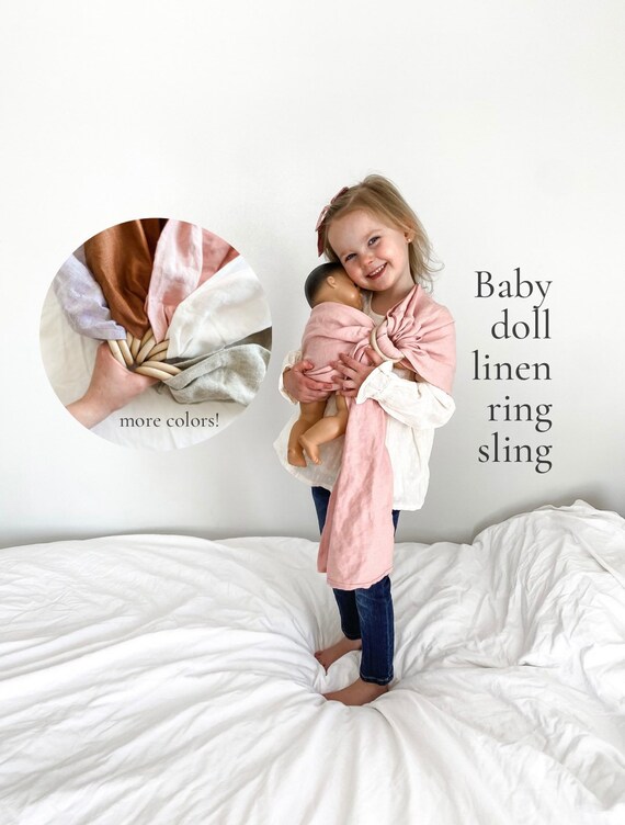 Baby Doll Linen Ring Sling Doll Carrier Toddler Baby Doll Carrier