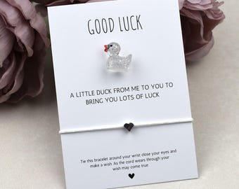 Good Luck Duck and Wish Bracelet Set | Exam Gift | GCSE Gift