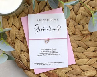 Will You Be My Godmother? Heart Wish Bracelet | Godmother Wish Bracelet | Godmother Proposal | Budget Gift | Will You Be My Godmother Gift