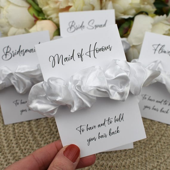 White Wedding Hair Scrunchie | Hair Scrunchie | Wedding Scrunchie | Wedding Proposal Gift | Bridesmaid Gift | Wedding Hair Accessories