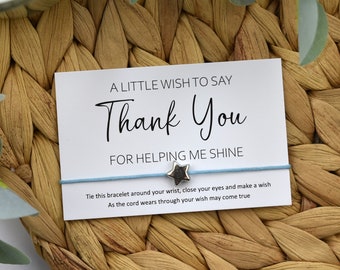 A Little Wish To Say Thank You For Helping Me Shine Wish Bracelet | Thank You Gift | Thank You Gifting | Teacher Gift | Bulk Gifting