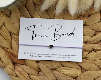 Team Bride Heart Wish Bracelet | Team Bride Gift | Team Bride Bracelet | Hen Party Gift | Hen Party Bag Filler | Hen Do Wish Bracelet