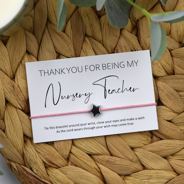 Thank You For Being My Nursery Teacher Wish Bracelet | Nursery Teacher Gift | End of Year Teacher Gift | Teaching Gift | Thank You Gift