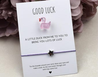 Good Luck Duck and Wish Bracelet Set | Exam Gift | GCSE Gift