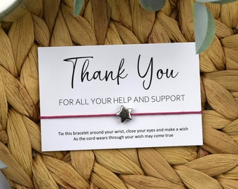 Thank You For All Your Help And Support Wish Bracelet | Thank You Gift | Thank You Gifting | Help & Support Gift | Bulk Gifting