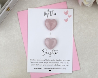 Mother and Daughter Rose Quartz Hearts | Mother and Daughter Gift | Mother's Day Gift | Crystal For Mum | Pocket Crystal | Crystal Gift