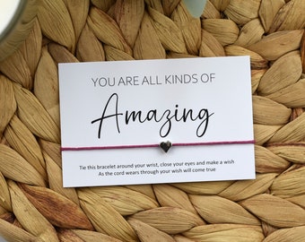 You Are All Kinds Of Amazing Heart Wish Bracelet | You Are Amazing Gift | Wish Bracelet Gift | Charm Bracelet | End of School Gift
