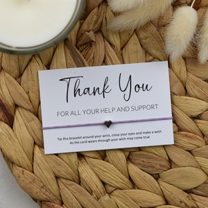 BULK - Thank You For All Your Help And Support Heart Wish Bracelet | Thank You Gift | Support Gift | Wholesale Gifting | Bulk Gifting