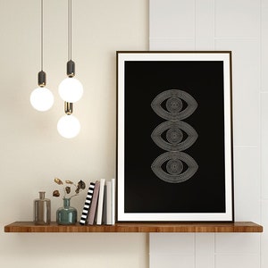 Line Art Print | Three Eye Poster | Line Art | Digital Prints | Wall Art | Minimalist Art | Graphic Poster I Digital Download |Printable Art