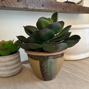 Vintage French Ceramic Planter, Earthenware Flower Pot, Vintage European Pottery, Mid 90&#39;s Vintage Decor, Vintage Clay Pot