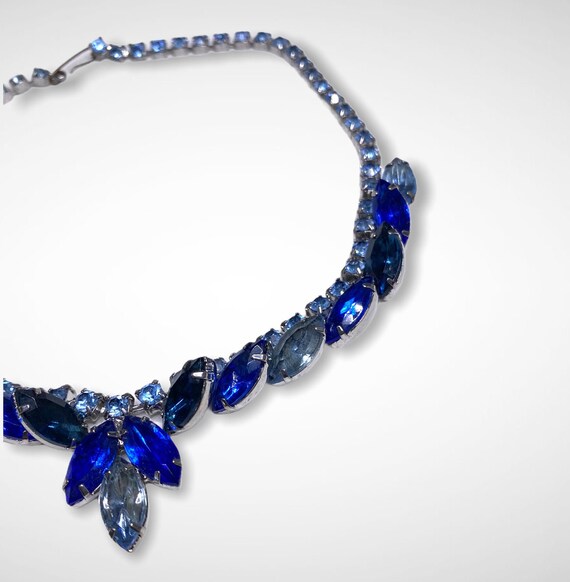 Vintage 1950 Rhinestone Necklace, Vintage Blue Rh… - image 3