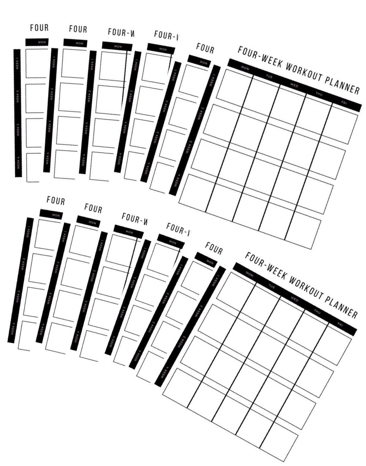 Printable Four Week Workout Planner Organizing Fitness Weekly | Etsy