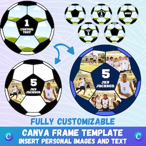 6 Vorlage 5 Bild Fußball Collage Team/Player Rahmen Sport Vorlagen für Canva | Fußball Vorlage für Canva Fußball Collage für Sport