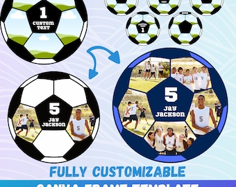 Soccer Team Collage Template for Canva | 5 Image Frame (Digital Download)