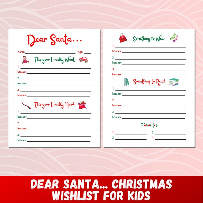 Personalized Dear Santa Christmas Wish List Printable PDF Etsy